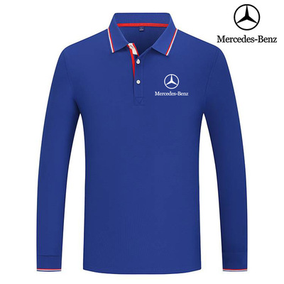 2022 Polo Mercedes Benz Homme Manche Longue Col Contrasté Coton Respirant